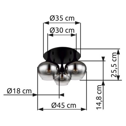 Globo - Припотолочная люстра 3xE27/40W/230V диаметр 45 см черный