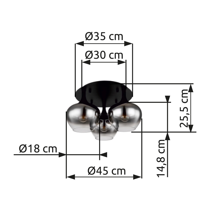 Globo - Пристельова люстра 3xE27/40W/230V діаметр 45 см чорний