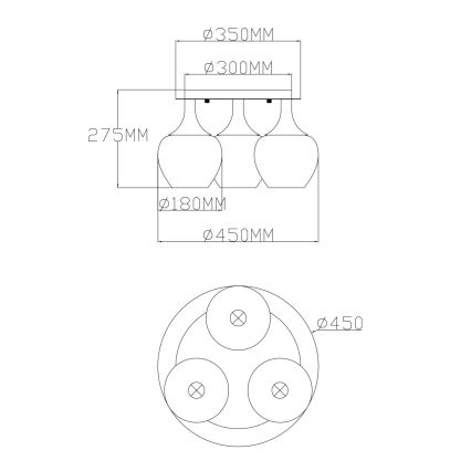 Globo - Пристельова люстра 3xE27/40W/230V антрацит