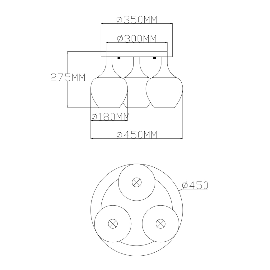Globo - Пристельова люстра 3xE27/40W/230V антрацит