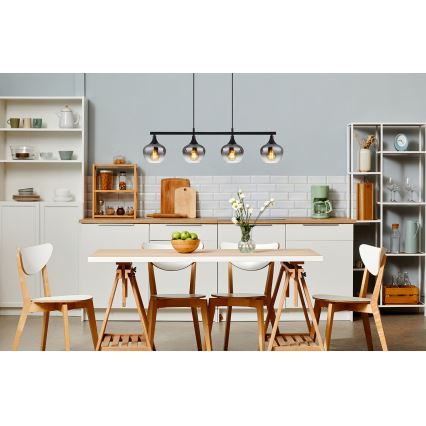 Globo - Підвісна люстра 4xE27/40W/230V чорний