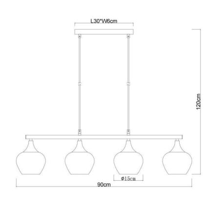 Globo - Підвісна люстра 4xE27/40W/230V чорний