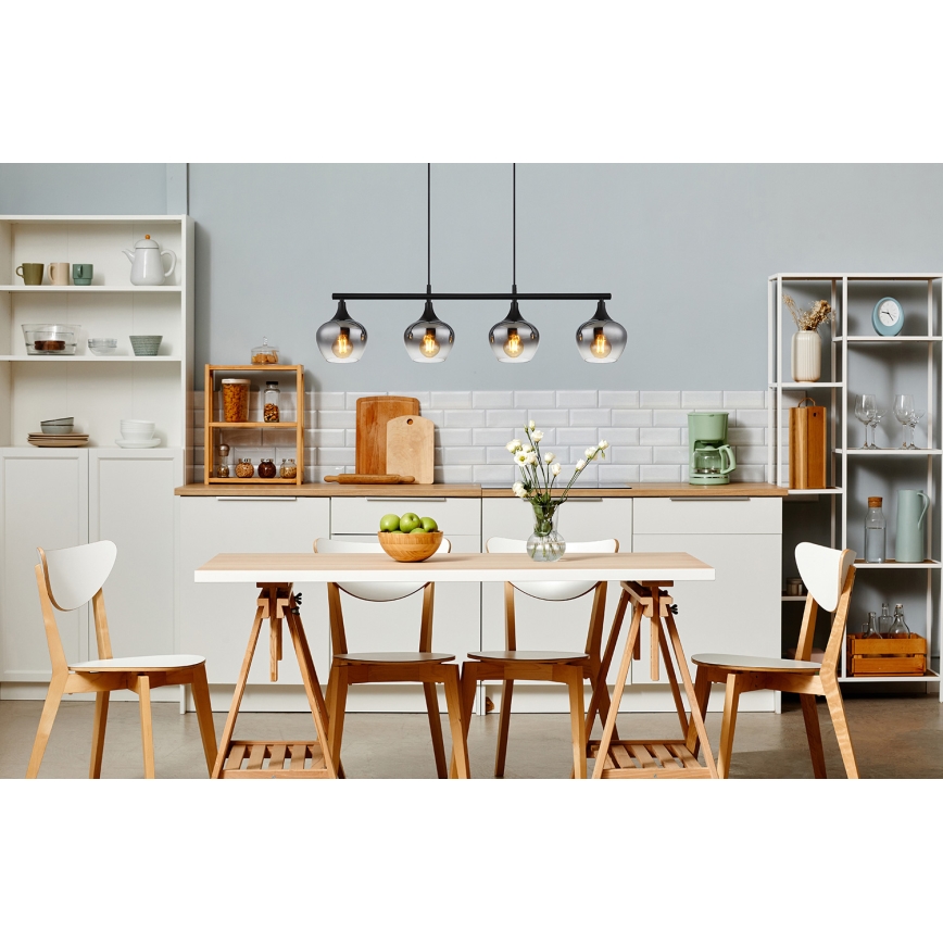 Globo - Подвесная люстра 4xE27/40W/230V черный