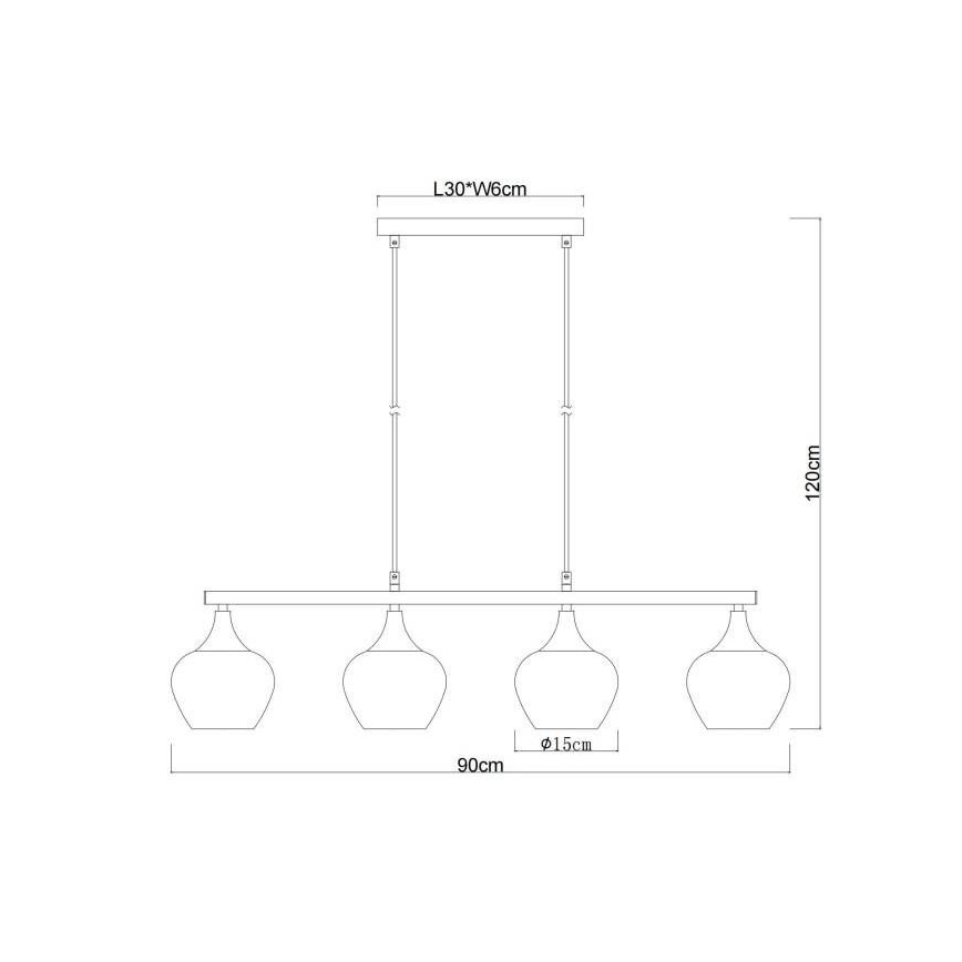 Globo - Подвесная люстра 4xE27/40W/230V черный