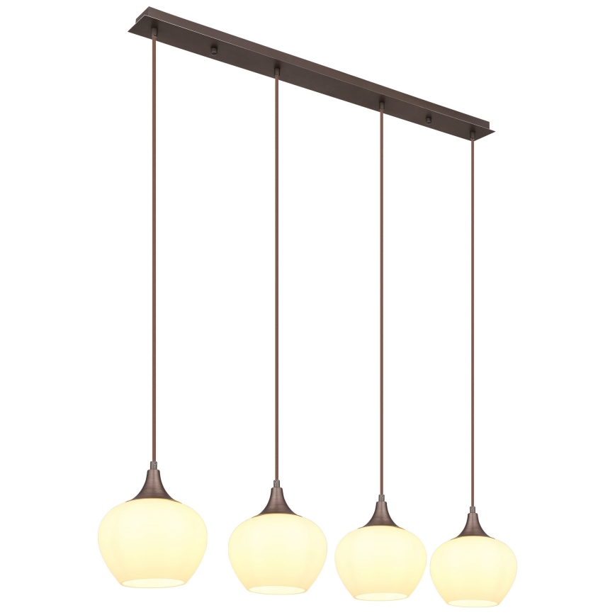 Globo - Підвісна люстра 4xE27/40W/230V білий/коричневий