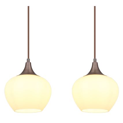 Globo - Підвісна люстра 4xE27/40W/230V білий/коричневий