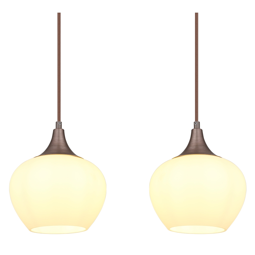 Globo - Підвісна люстра 4xE27/40W/230V білий/коричневий