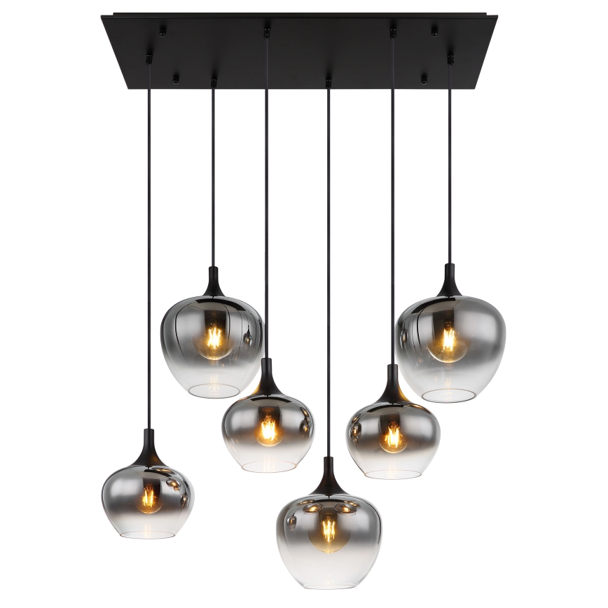 Globo - Підвісна люстра 6xE27/40W/230V чорний
