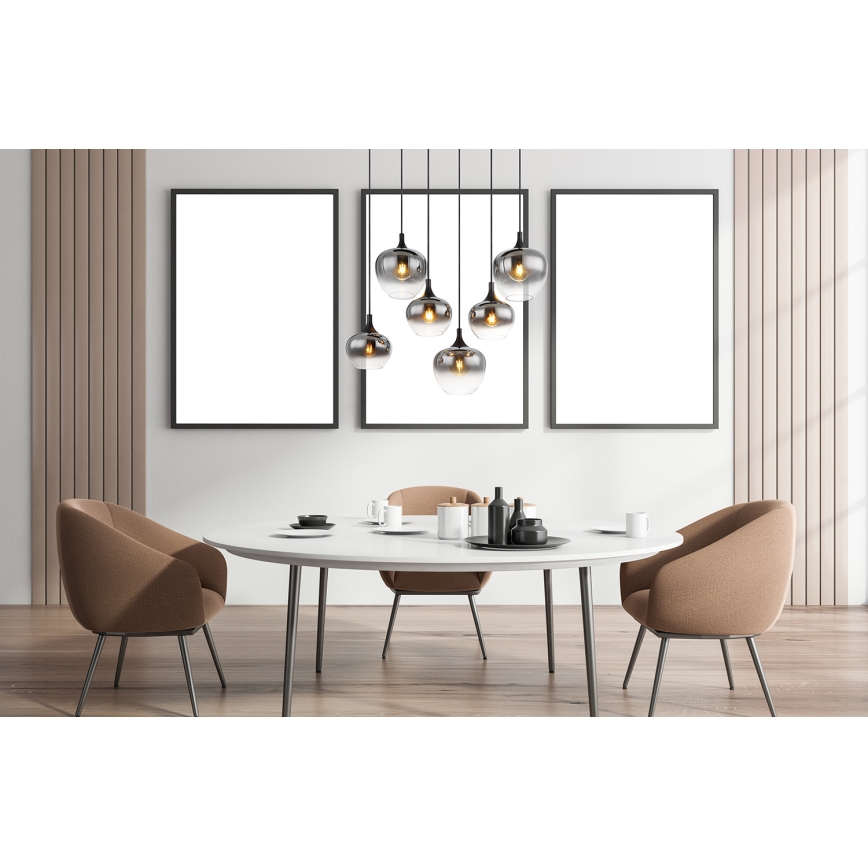 Globo - Подвесная люстра 6xE27/40W/230V черный