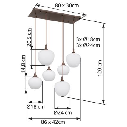 Globo - Подвесная люстра 6xE27/40W/230V белый