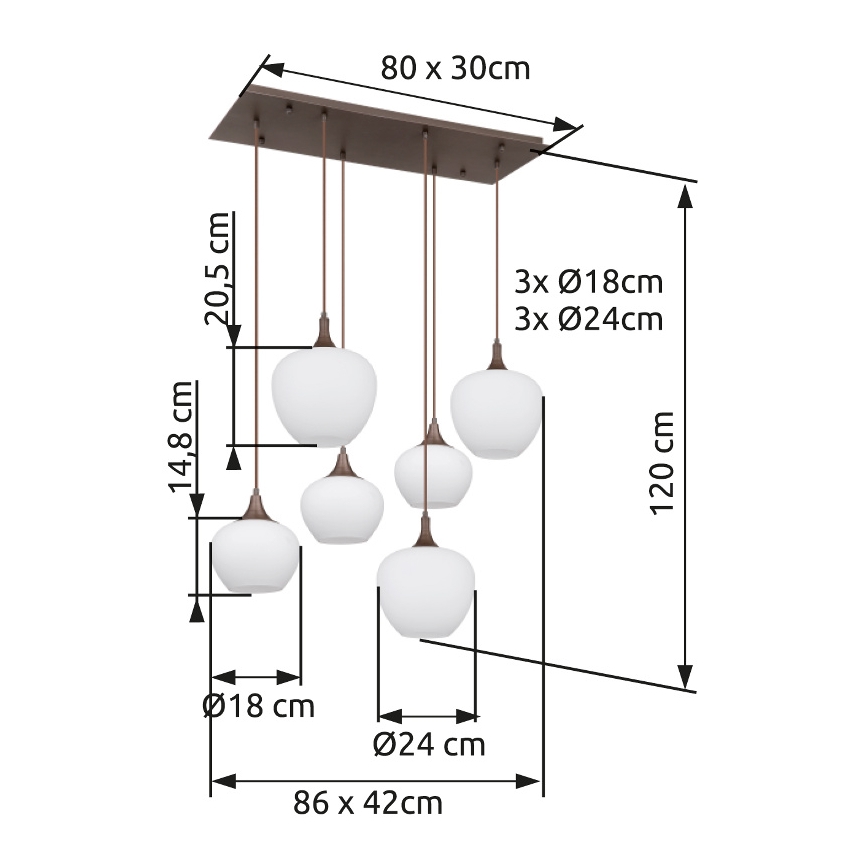 Globo - Подвесная люстра 6xE27/40W/230V белый