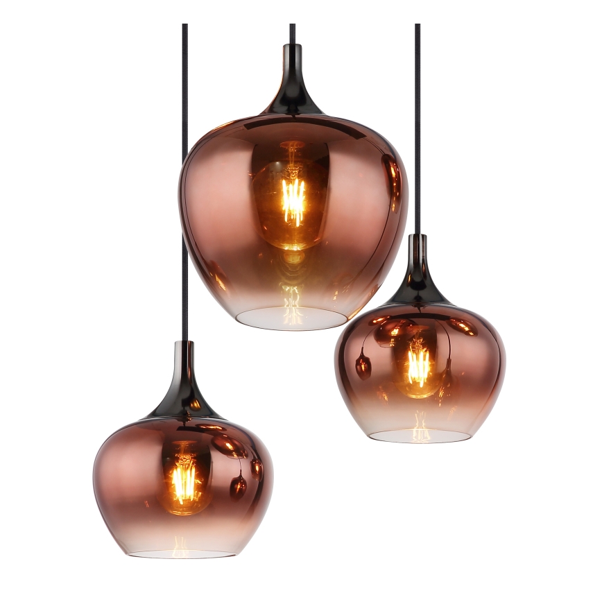Globo - Підвісна люстра 6xE27/40W/230V коричневий/димчастий
