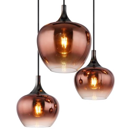 Globo - Подвесная люстра 6xE27/40W/230V коричневый/дымчатый