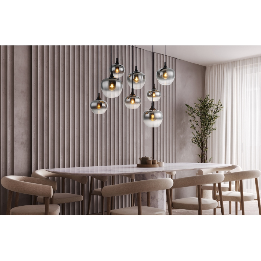 Globo - Подвесная люстра на тросе 8xE27/40W/230V чёрная