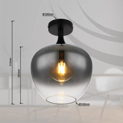 Globo - Стельовий світильник 1xE27/40W/230V димчастий