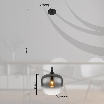 Globo - Підвісна люстра 1xE27/40W/230V діаметр 24 см чорний