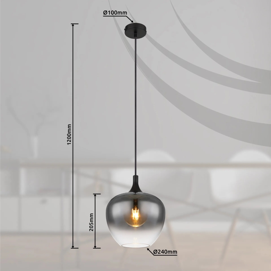 Globo - Підвісна люстра 1xE27/40W/230V діаметр 24 см чорний