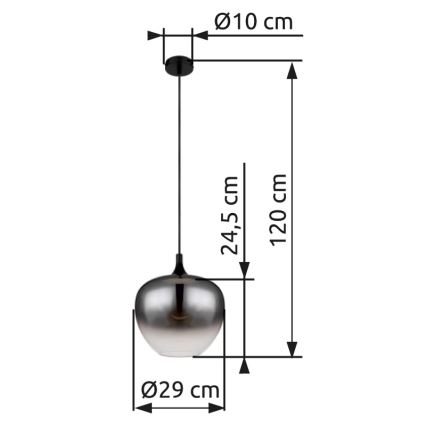 Globo - Підвісна люстра 1xE27/60W/230V діаметр 29 см чорний