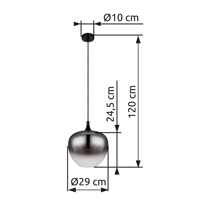 Globo - Підвісна люстра 1xE27/60W/230V діаметр 29 см чорний
