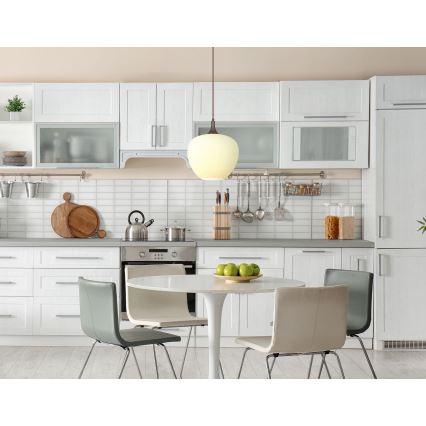 Globo - Підвісна люстра 1xE27/60W/230V діаметр 29 см білий/коричневий