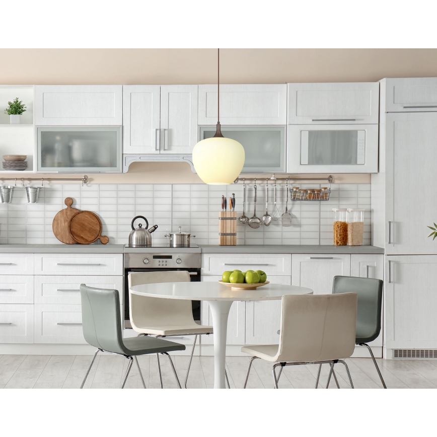 Globo - Підвісна люстра 1xE27/60W/230V діаметр 29 см білий/коричневий