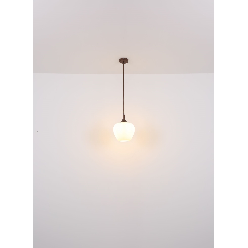 Globo - Підвісна люстра 1xE27/60W/230V діаметр 29 см білий/коричневий