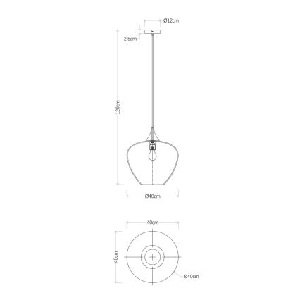 Globo - Підвісна люстра 1xE27/60W/230V діаметр 40 см чорний