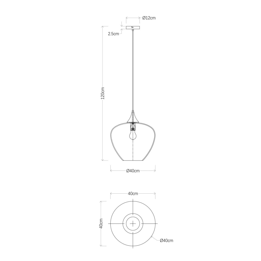 Globo - Подвесная люстра 1xE27/60W/230V диаметр 40 см черный