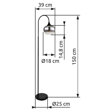 Globo - Торшер 1xE27/40W/230V черный/дымчатый