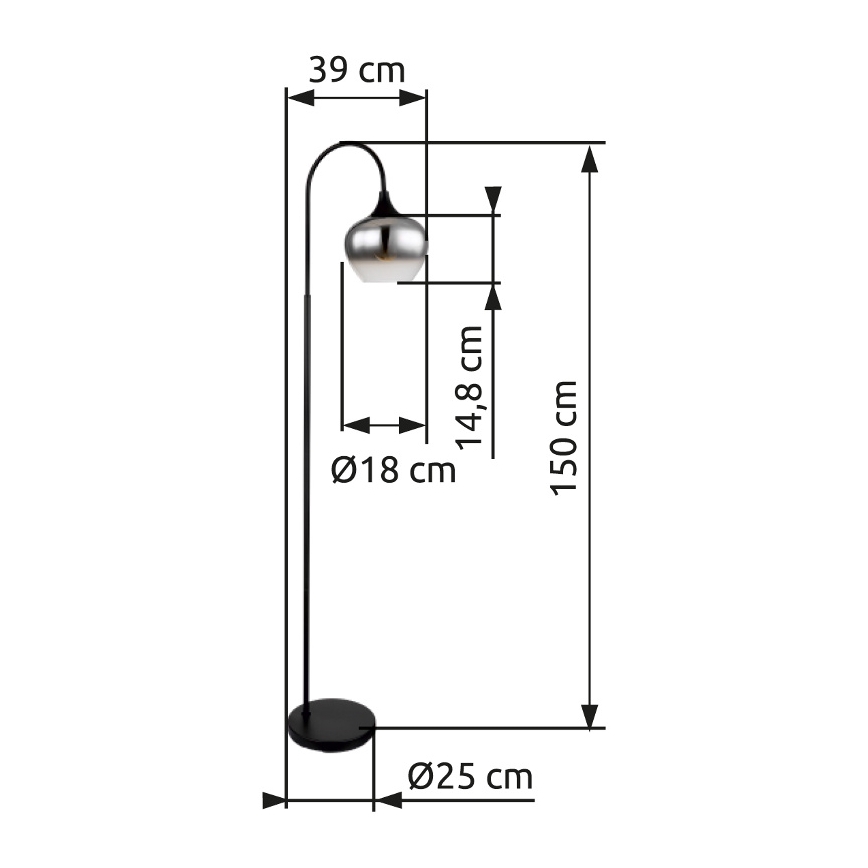 Globo - Торшер 1xE27/40W/230V черный/дымчатый