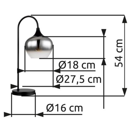 Globo - Настільна лампа 1xE27/40W/230V чорний