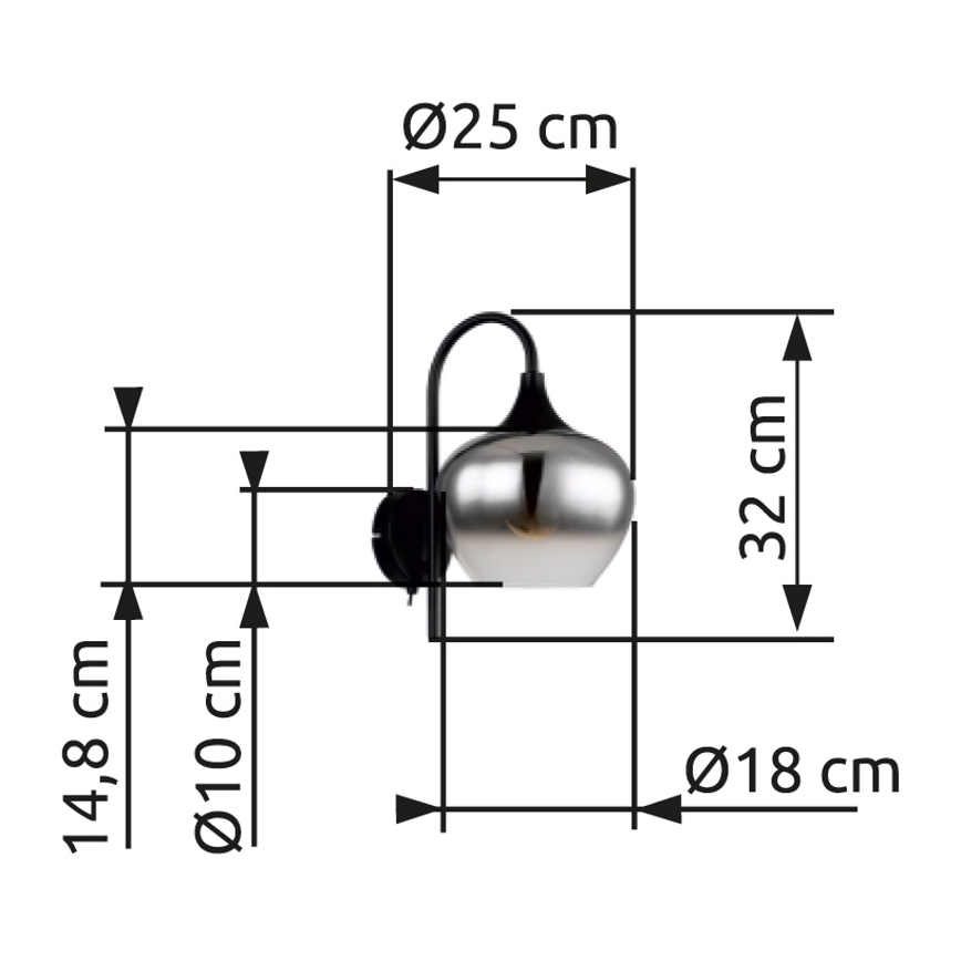 Globo - Настінна лампа 1xE27/40W/230V чорний