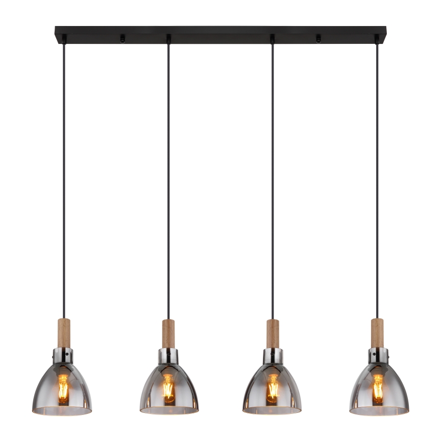 Globo 15550-4H - Люстра на тросе MATTEA 4xE27/6W/230V чёрный/дымчатый