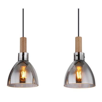 Globo 15550-4H - Люстра на тросі MATTEA 4xE27/6W/230V чорна/димчаста