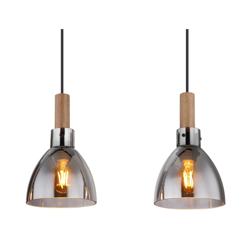 Globo 15550-4H - Люстра на тросі MATTEA 4xE27/6W/230V чорна/димчаста