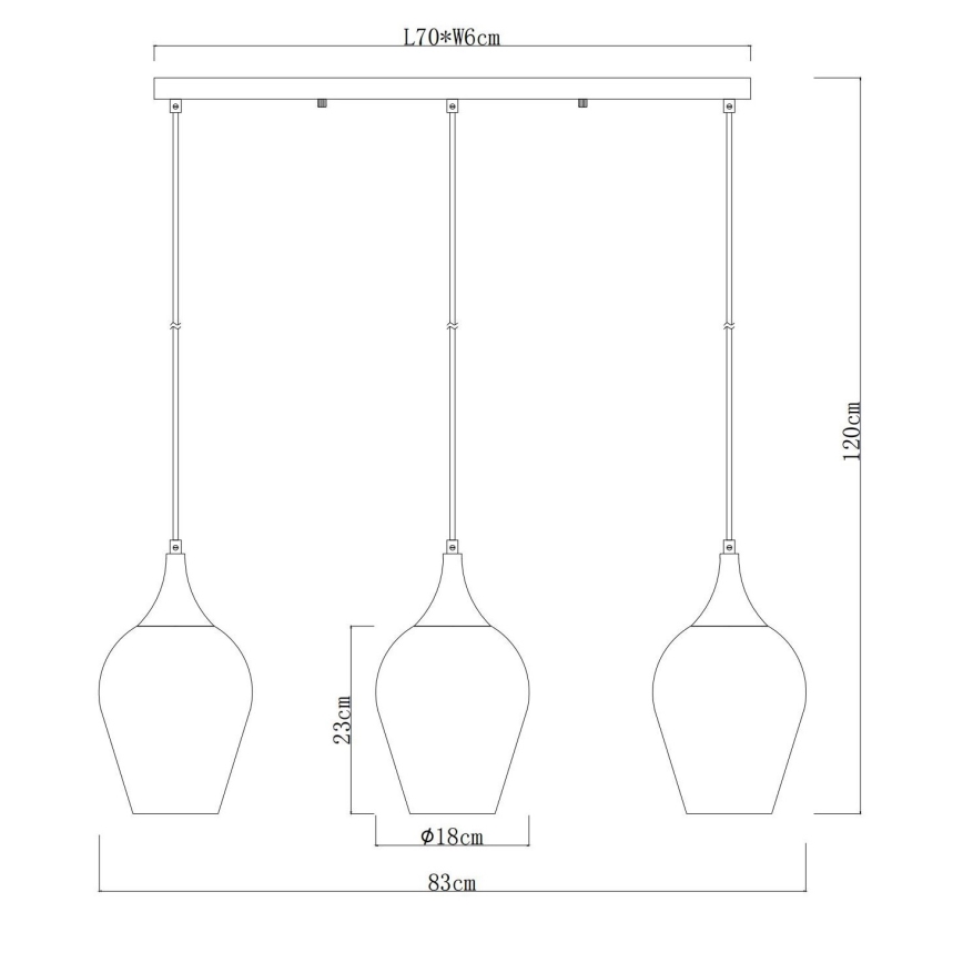 Globo - Підвісна люстра 3xE27/60W/230V