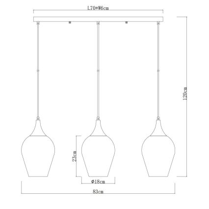 Globo - Подвесная люстра 3xE27/60W/230V