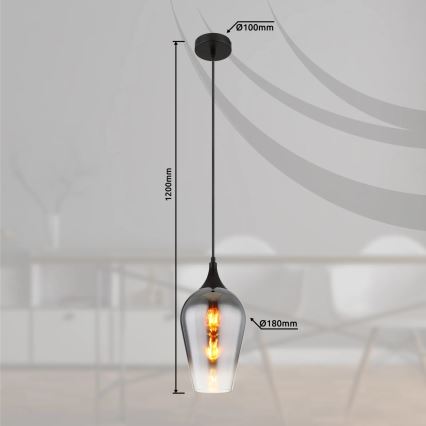 Globo - Підвісна люстра 1xE27/60W/230V діаметр 18 см чорний