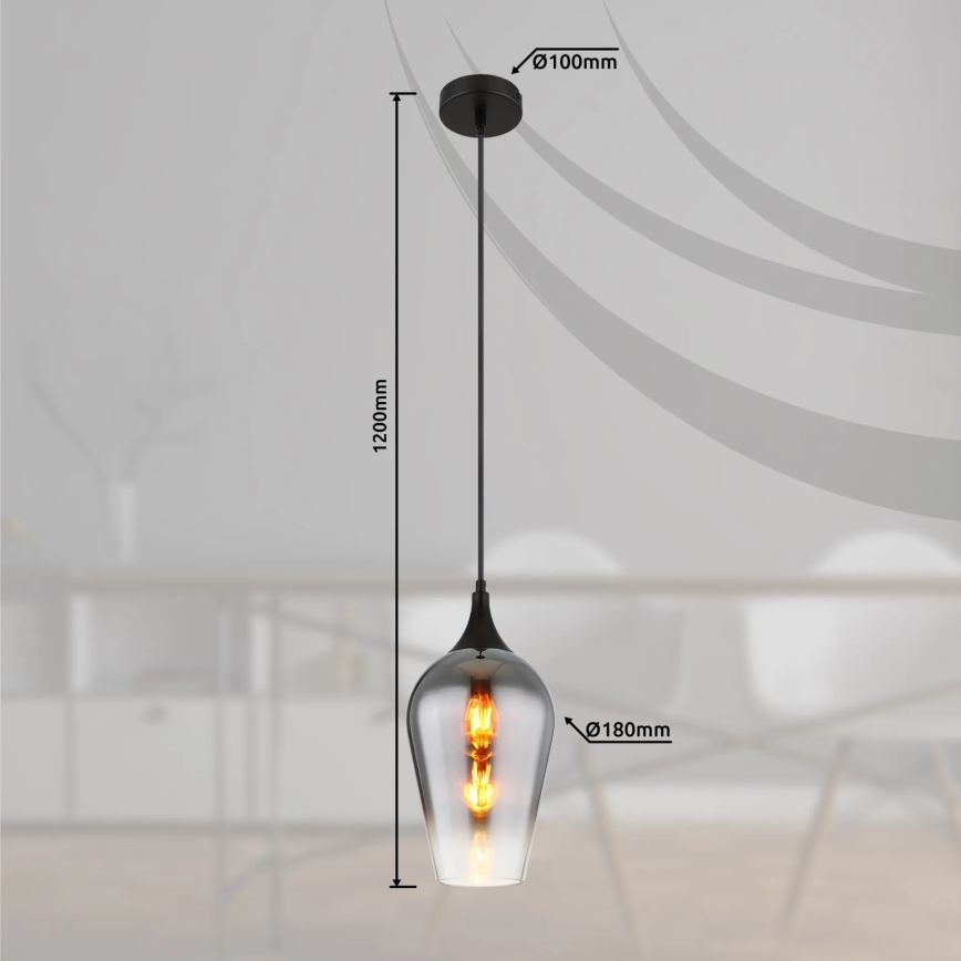 Globo - Підвісна люстра 1xE27/60W/230V діаметр 18 см чорний