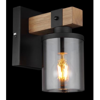 Globo - Настінна лампа 1xE27/60W/230V дуб/димчастий
