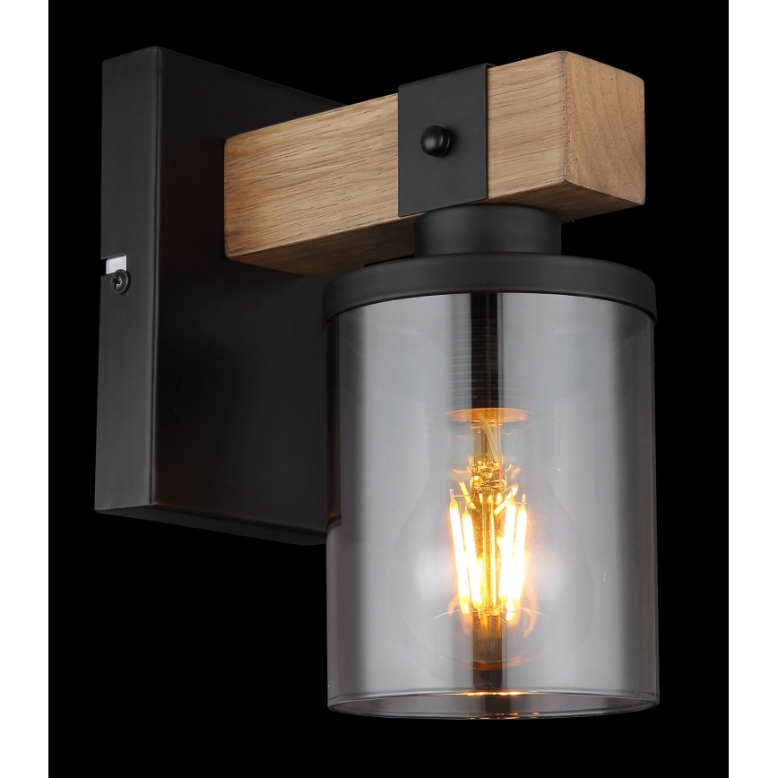 Globo - Настінна лампа 1xE27/60W/230V дуб/димчастий