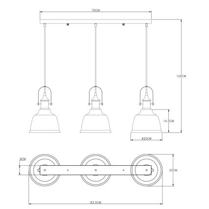 Globo - Подвесная люстра 3xE27/60W/230V