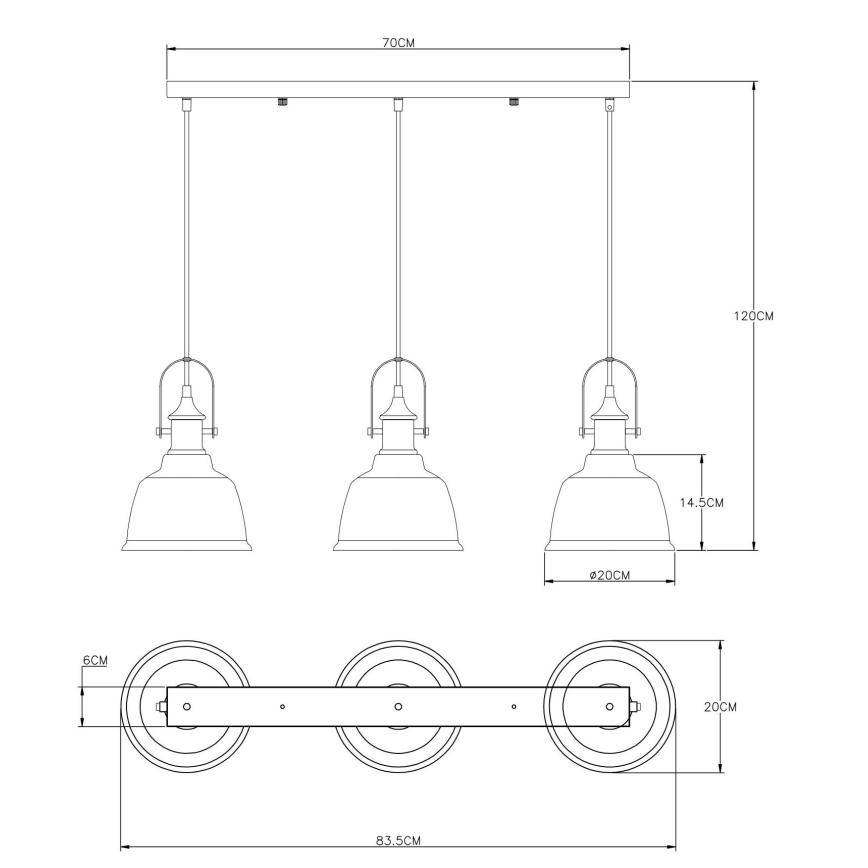 Globo - Подвесная люстра 3xE27/60W/230V