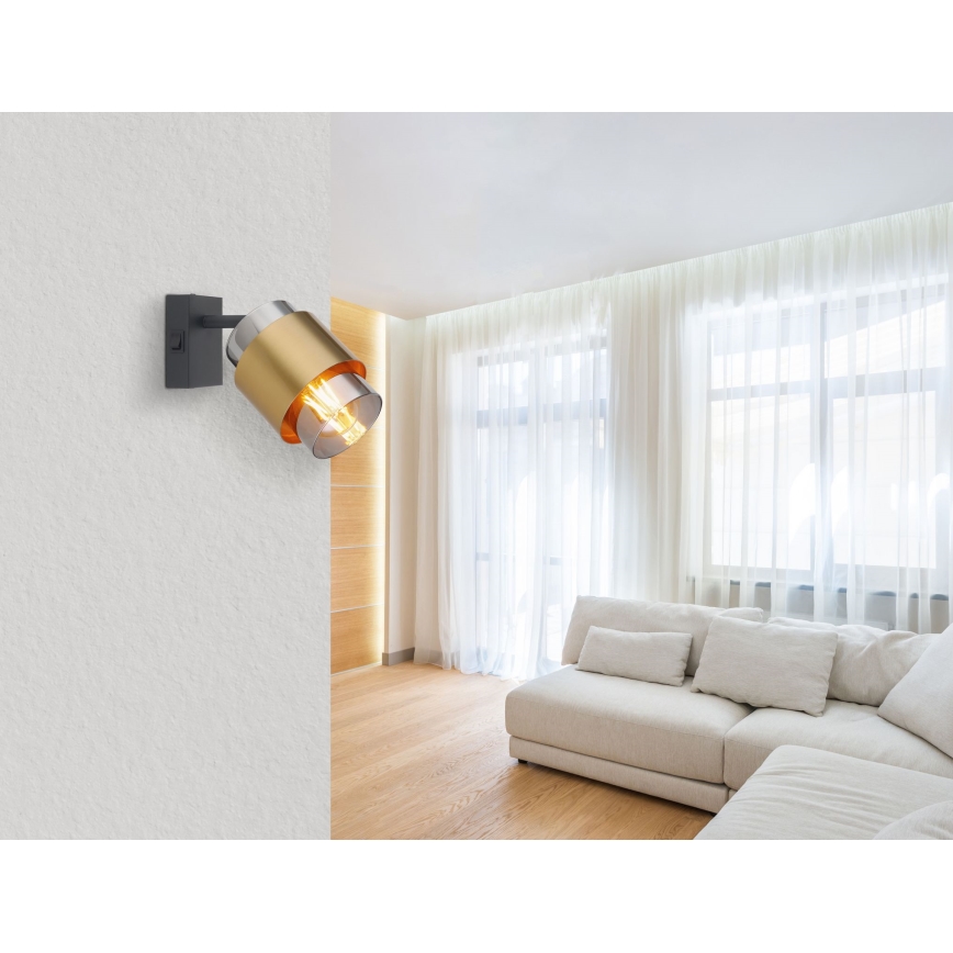 Globo - Настенный точечный светильник 1xE27/40W/230V черный/латунь