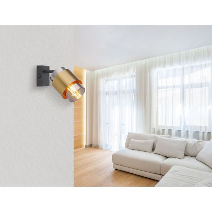 Globo - Настінний точковий світильник 1xE27/40W/230V чорний/латунь
