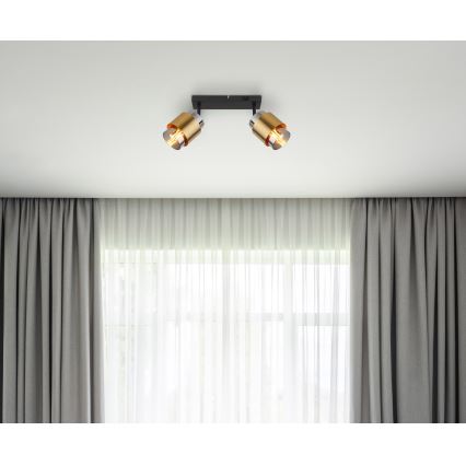 Globo - Точковий світильник 2xE27/40W/230V чорний/латунь