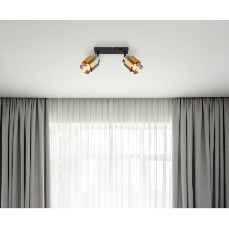 Globo - Точковий світильник 2xE27/40W/230V чорний/латунь