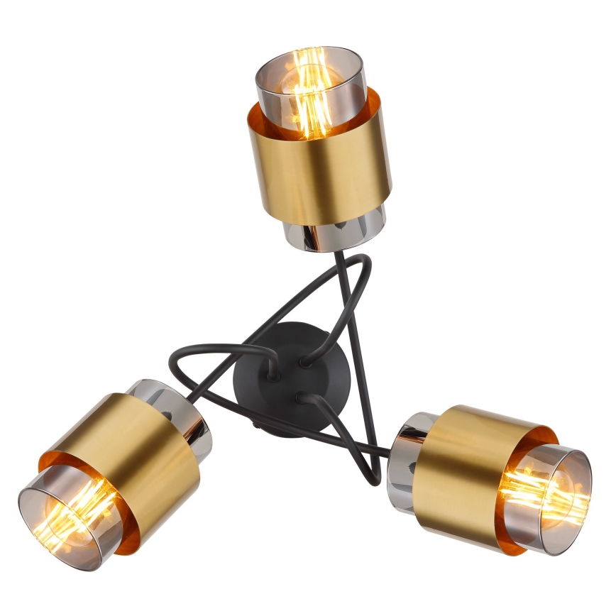 Globo - Пристельова люстра 3xE27/40W/230V чорний/латунь