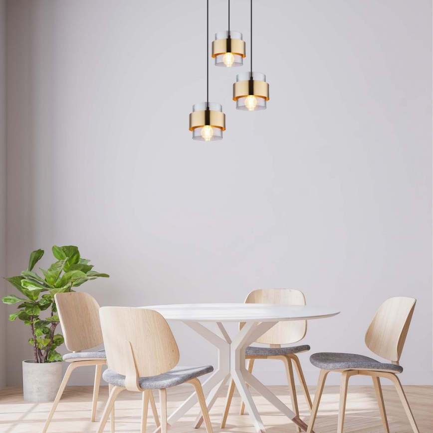 Globo - Люстра на тросі 3xE27/60W/230V чорний/латунь