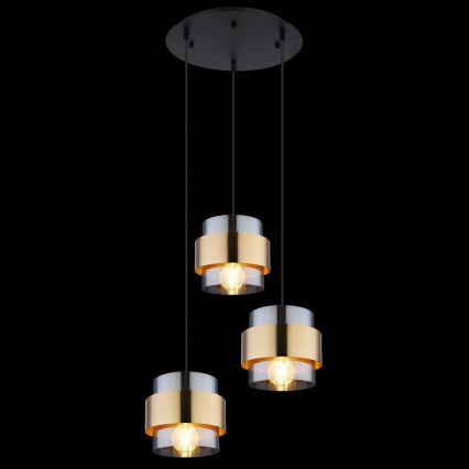 Globo - Люстра на тросі 3xE27/60W/230V чорний/латунь